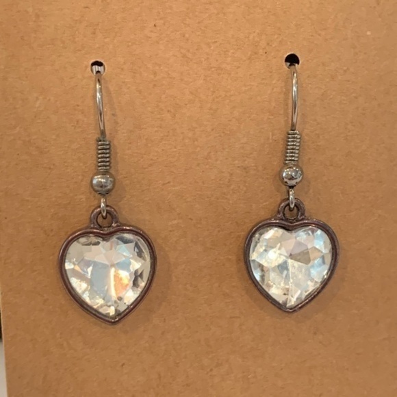 💐.5/25 heart dangle drop crystal earrings - Picture 1 of 6